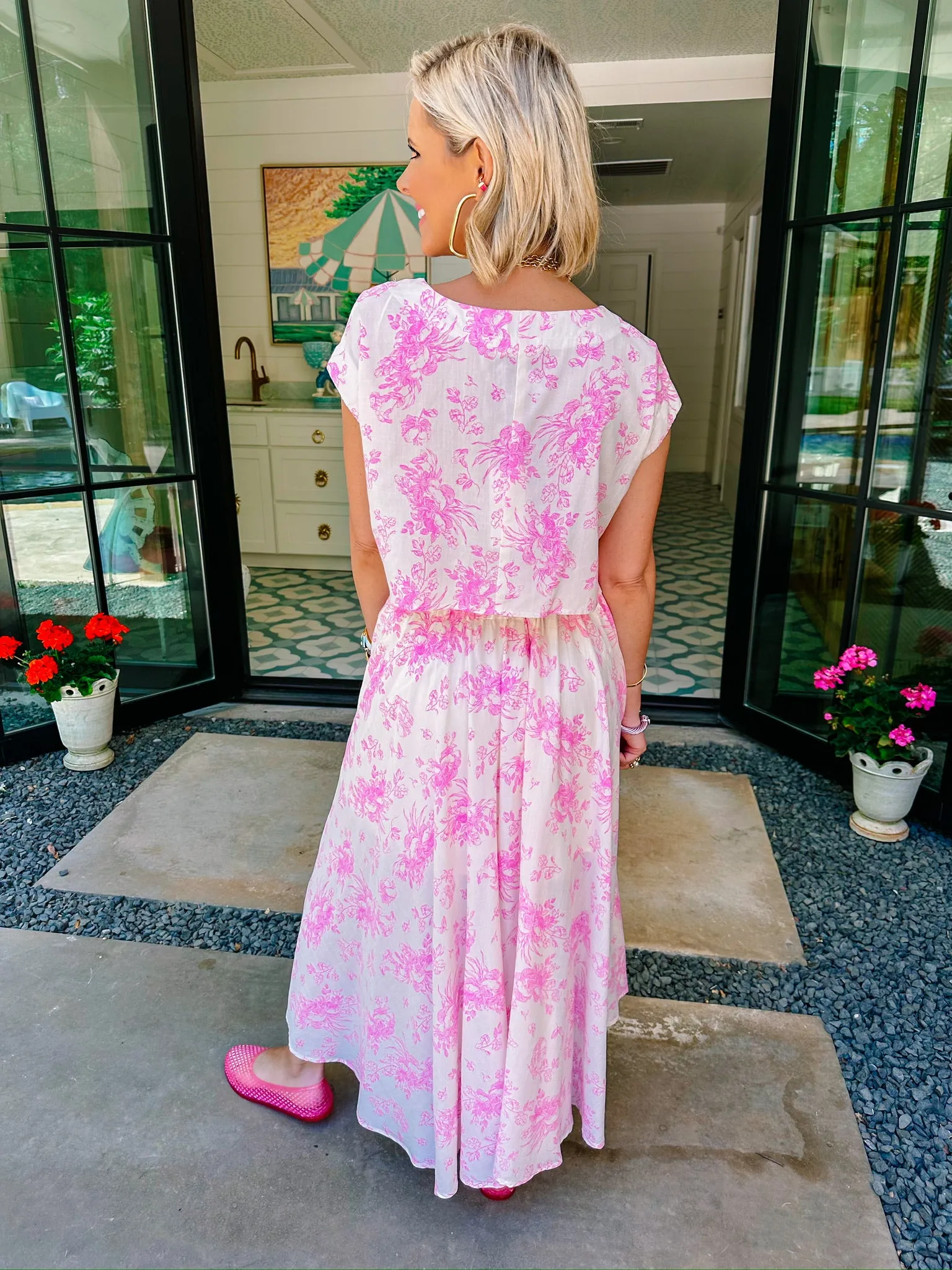 FRESH START FLORAL SKIRT SET - PINK