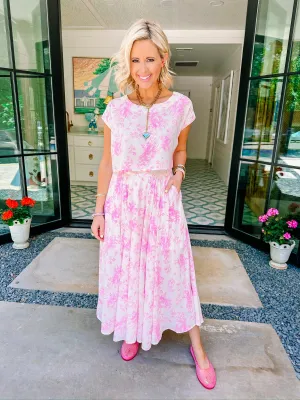 FRESH START FLORAL SKIRT SET - PINK