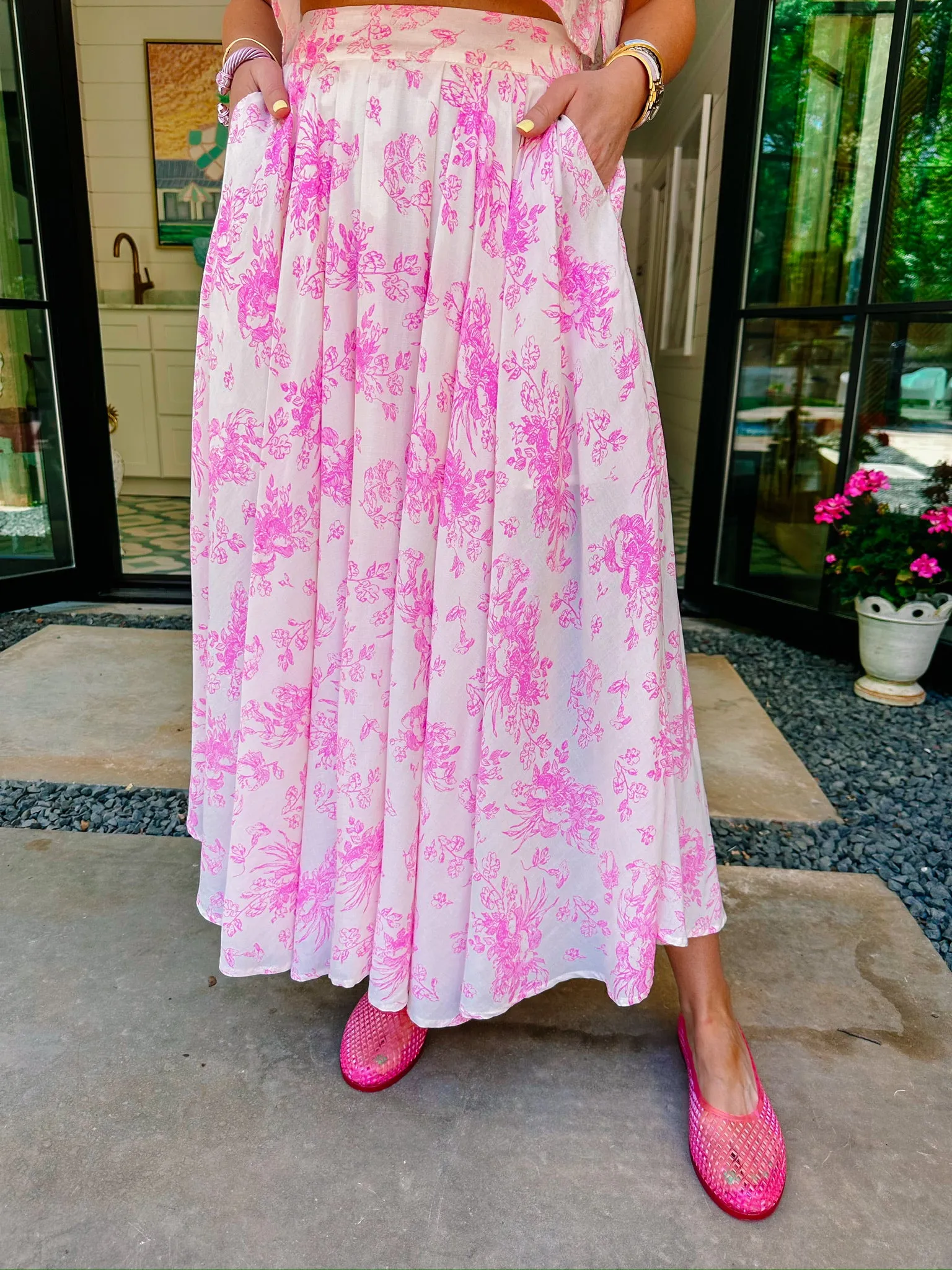 FRESH START FLORAL SKIRT SET - PINK