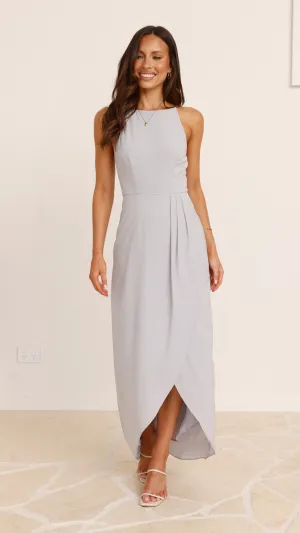 Genevieve Boat Neck Maxi Dress - Light Grey
