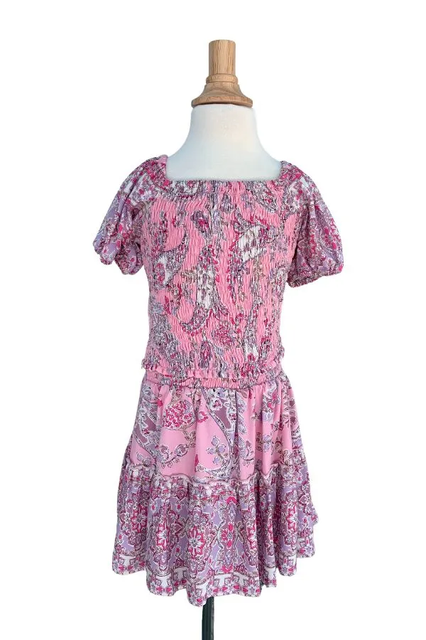 Girl's Kiki Set Top  Skirt / Pink Paisley
