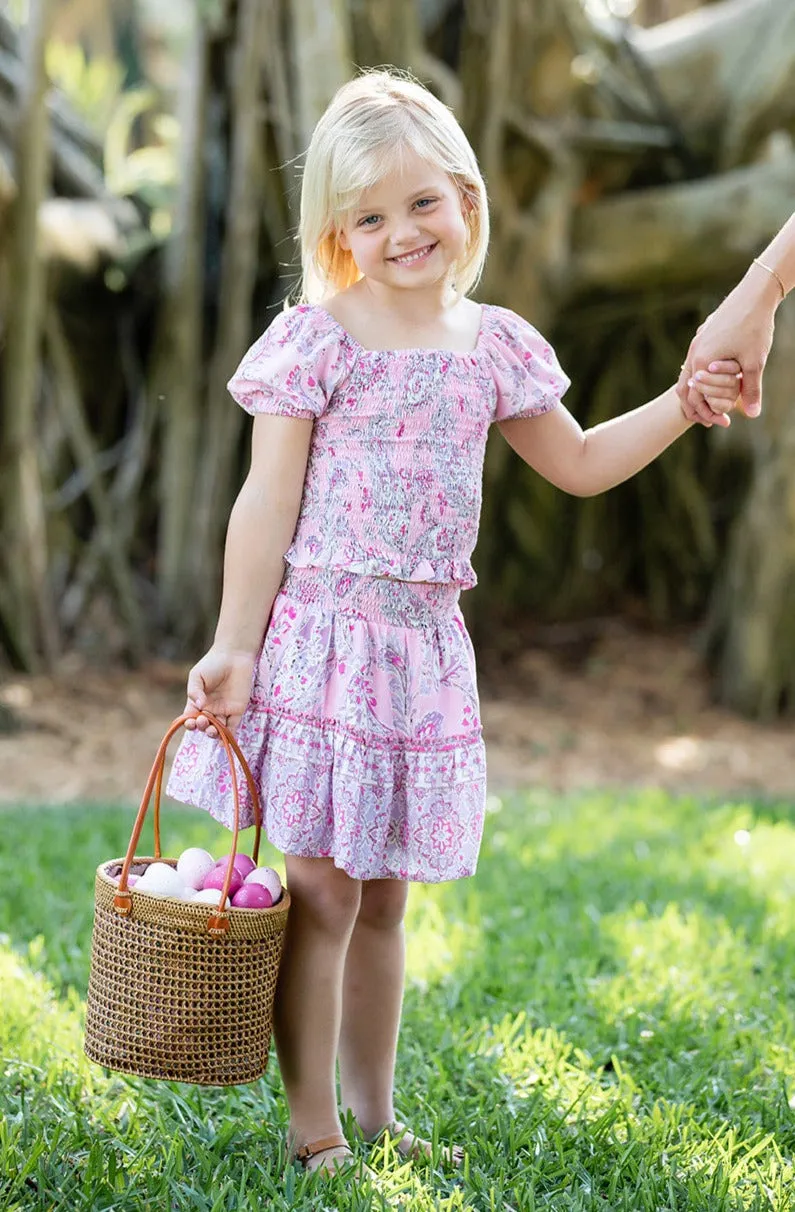 Girl's Kiki Set Top  Skirt / Pink Paisley