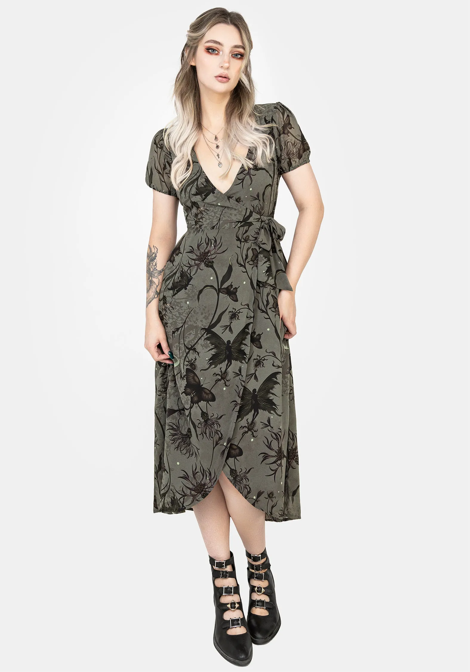 Gloriana Floral Print Chiffon Midaxi Wrap Dress