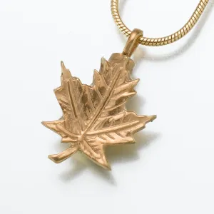 Gold Vermeil Maple Leaf Pendant Cremation Jewelry