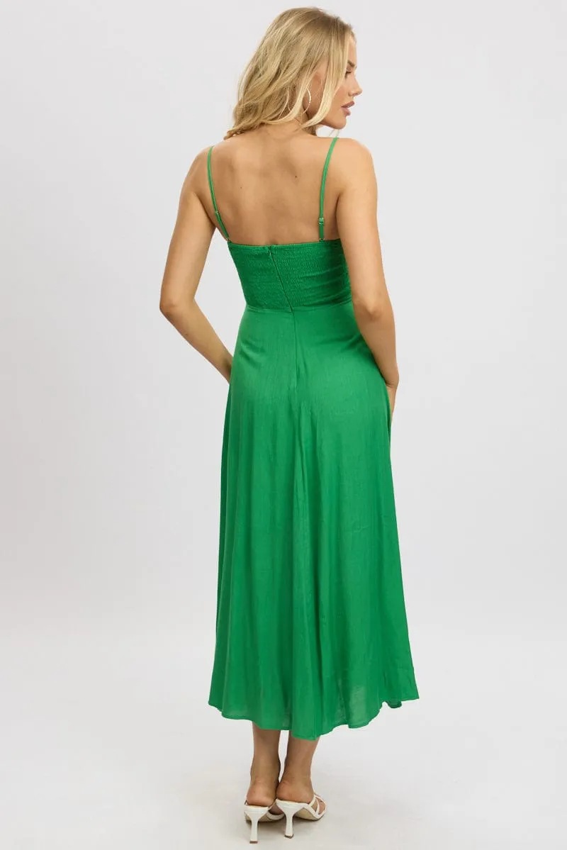 Green Maxi Dress Tie Detail Strappy