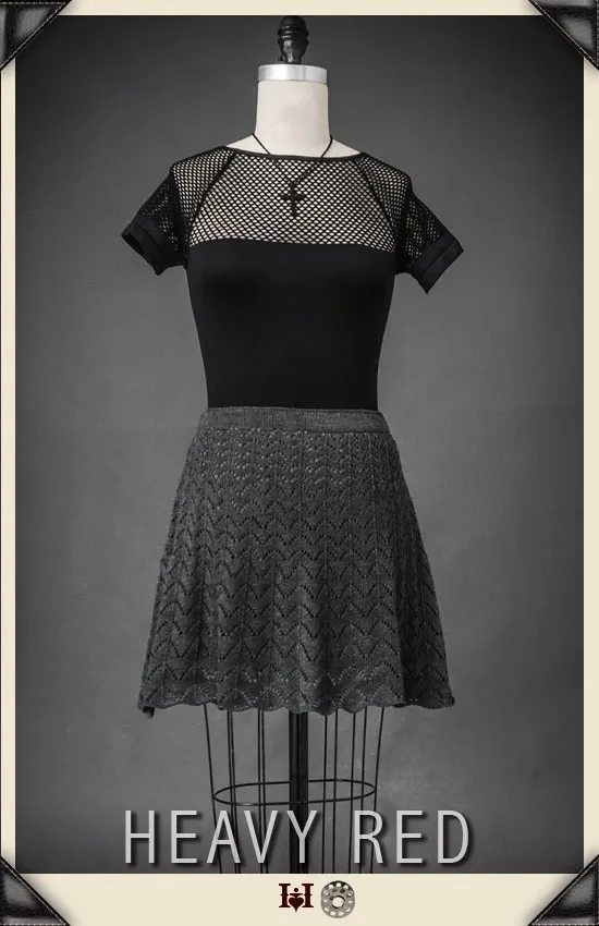 Grey Scallop Knit Skirt