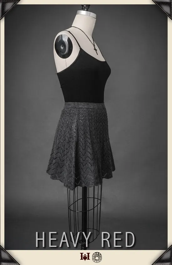 Grey Scallop Knit Skirt