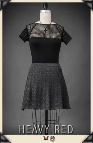 Grey Scallop Knit Skirt