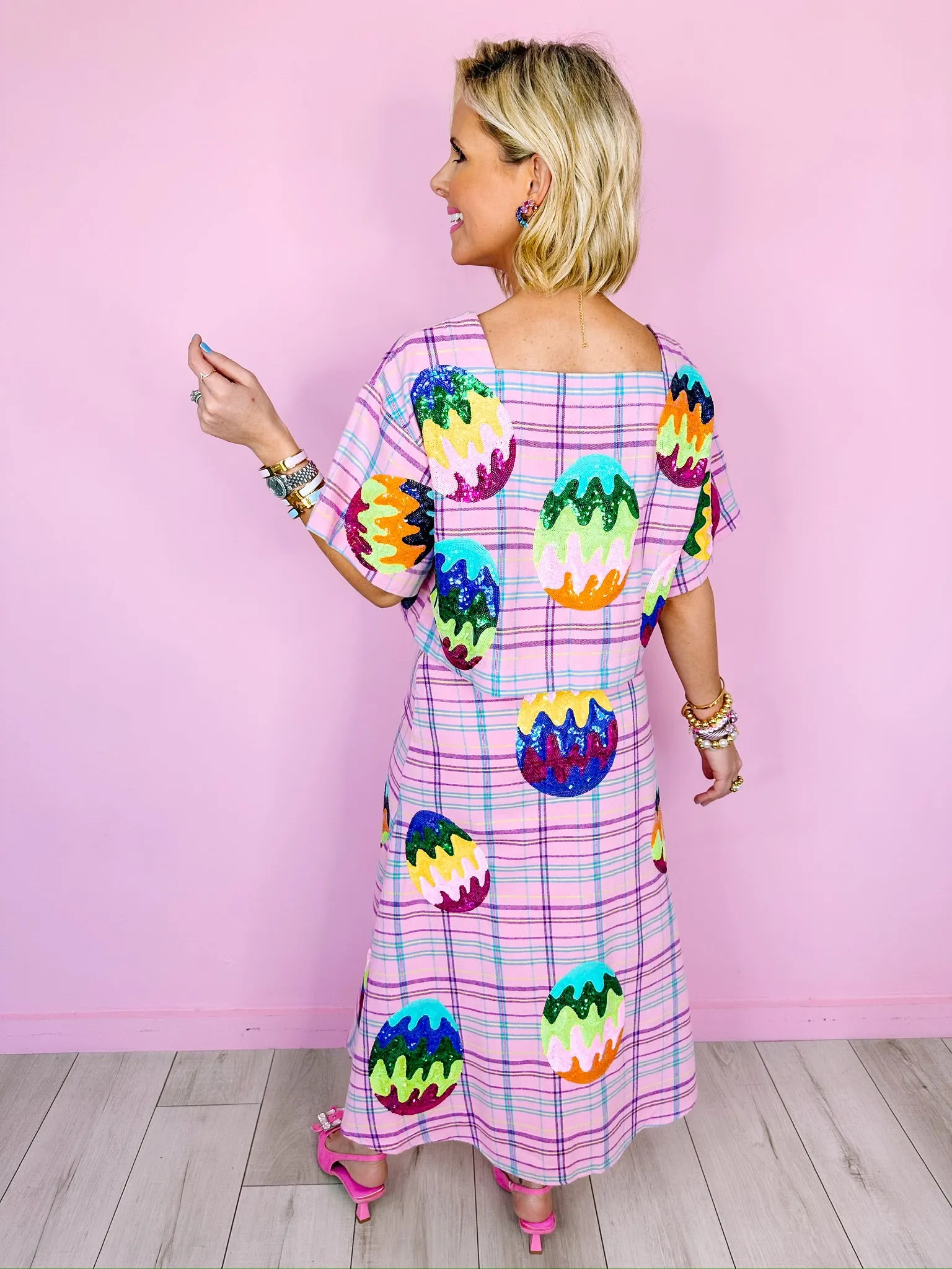 GROOVY EASTER EGG PLAID MAXI SKIRT - LAVENDER