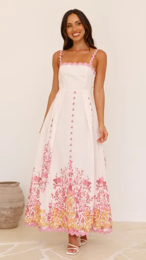 Hadleigh Midi Dress - Pink/ Yellow Floral