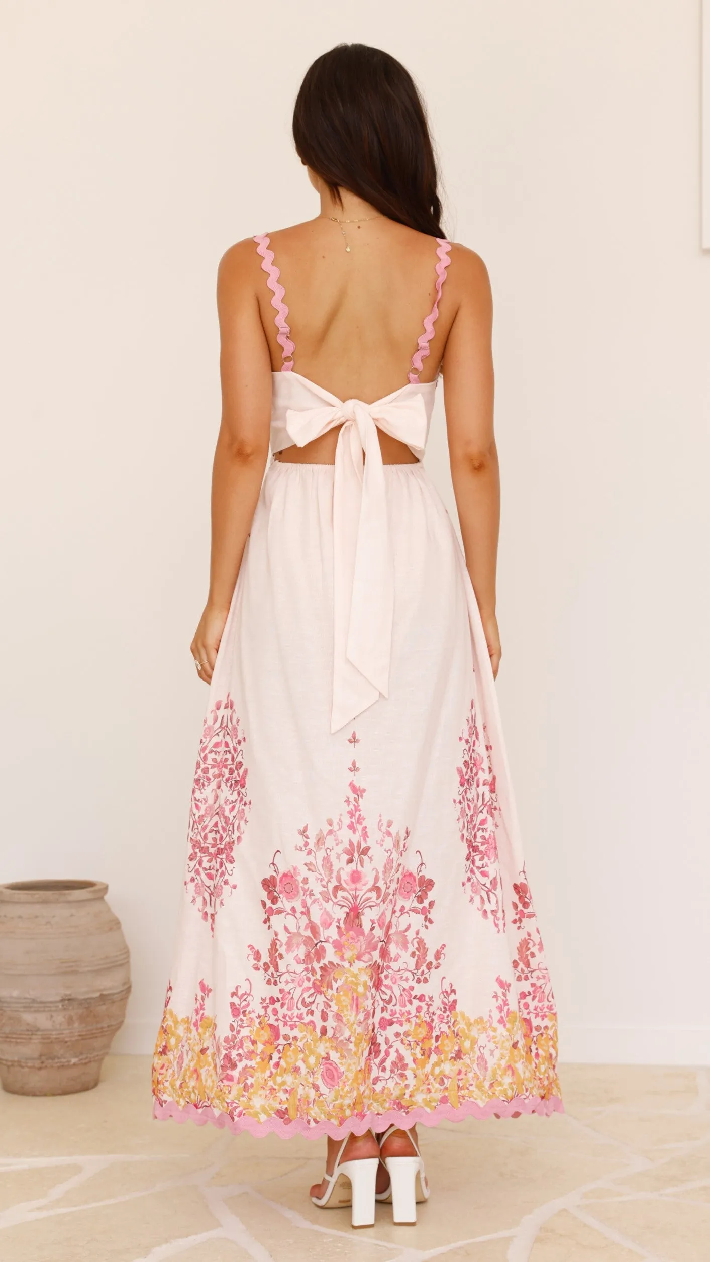 Hadleigh Midi Dress - Pink/ Yellow Floral