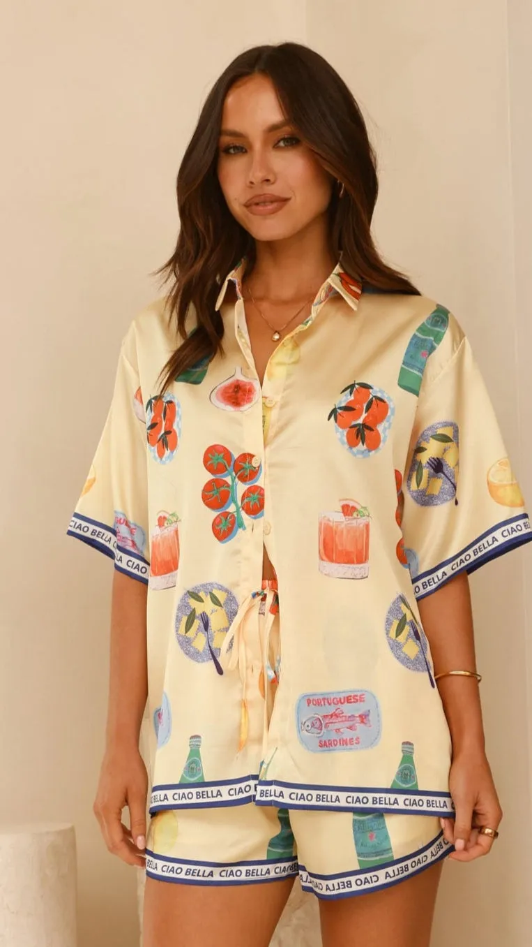 Harley Button Up Shirt and Shorts Set - Tomato Pasta