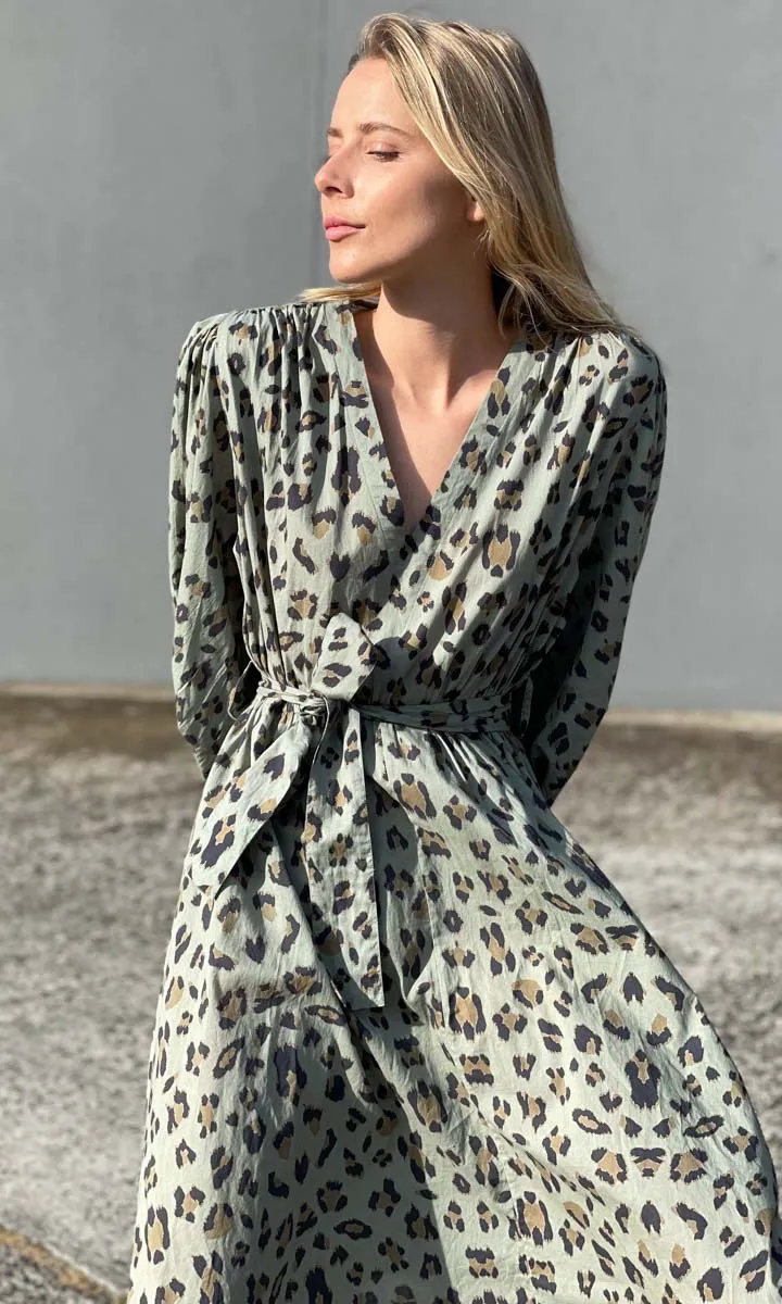HOSS Amrita Green Animal Print Dress