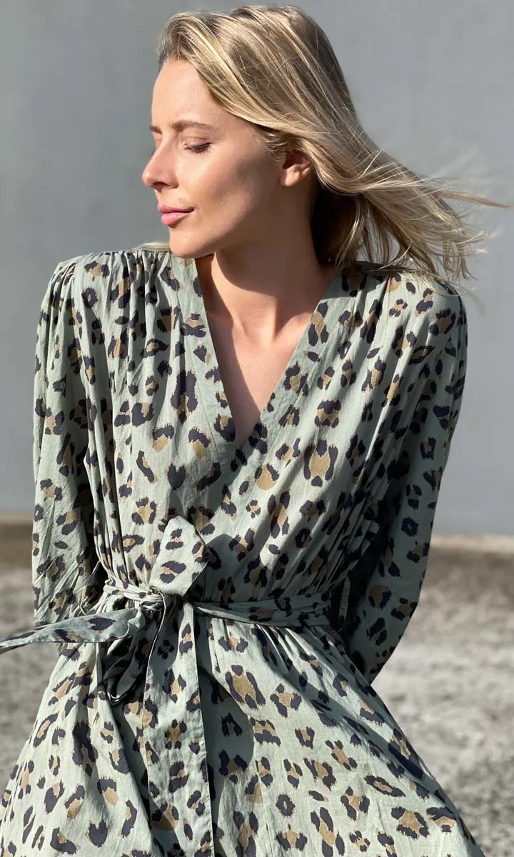 HOSS Amrita Green Animal Print Dress