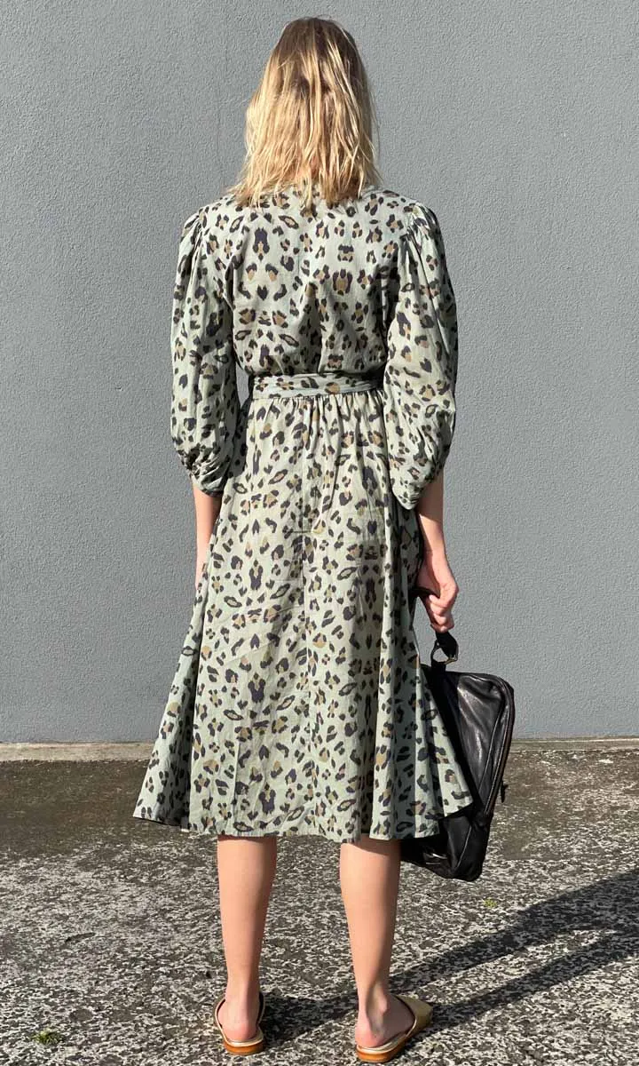 HOSS Amrita Green Animal Print Dress