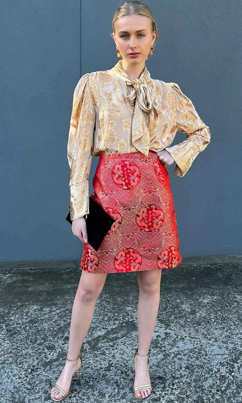 HOSS Silk Azlan Skirt - Red Dragon