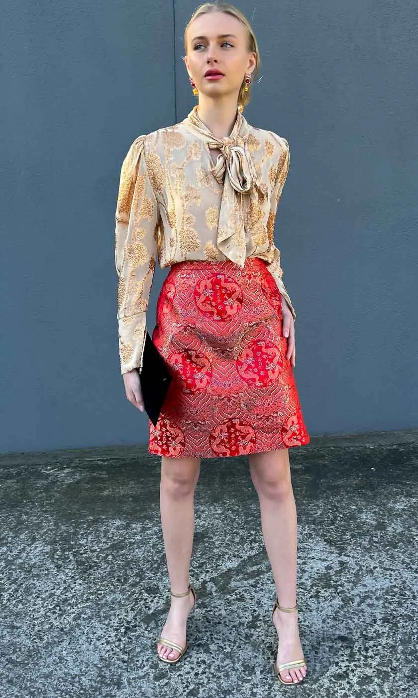 HOSS Silk Azlan Skirt - Red Dragon