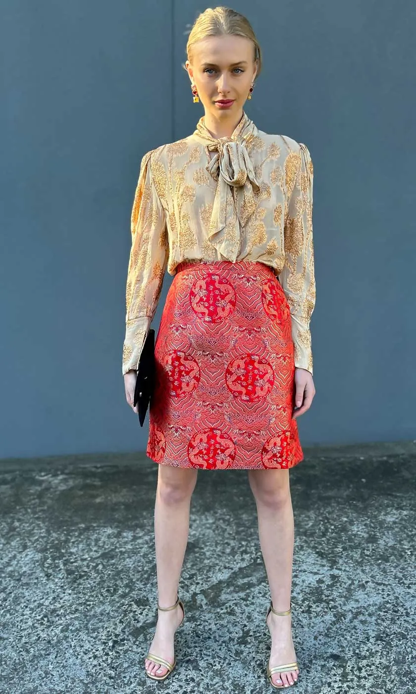 HOSS Silk Azlan Skirt - Red Dragon