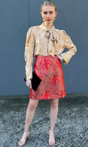 HOSS Silk Azlan Skirt - Red Dragon