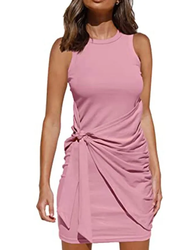Hot Style Bow-Knot Dress Sleeveless Round Neck