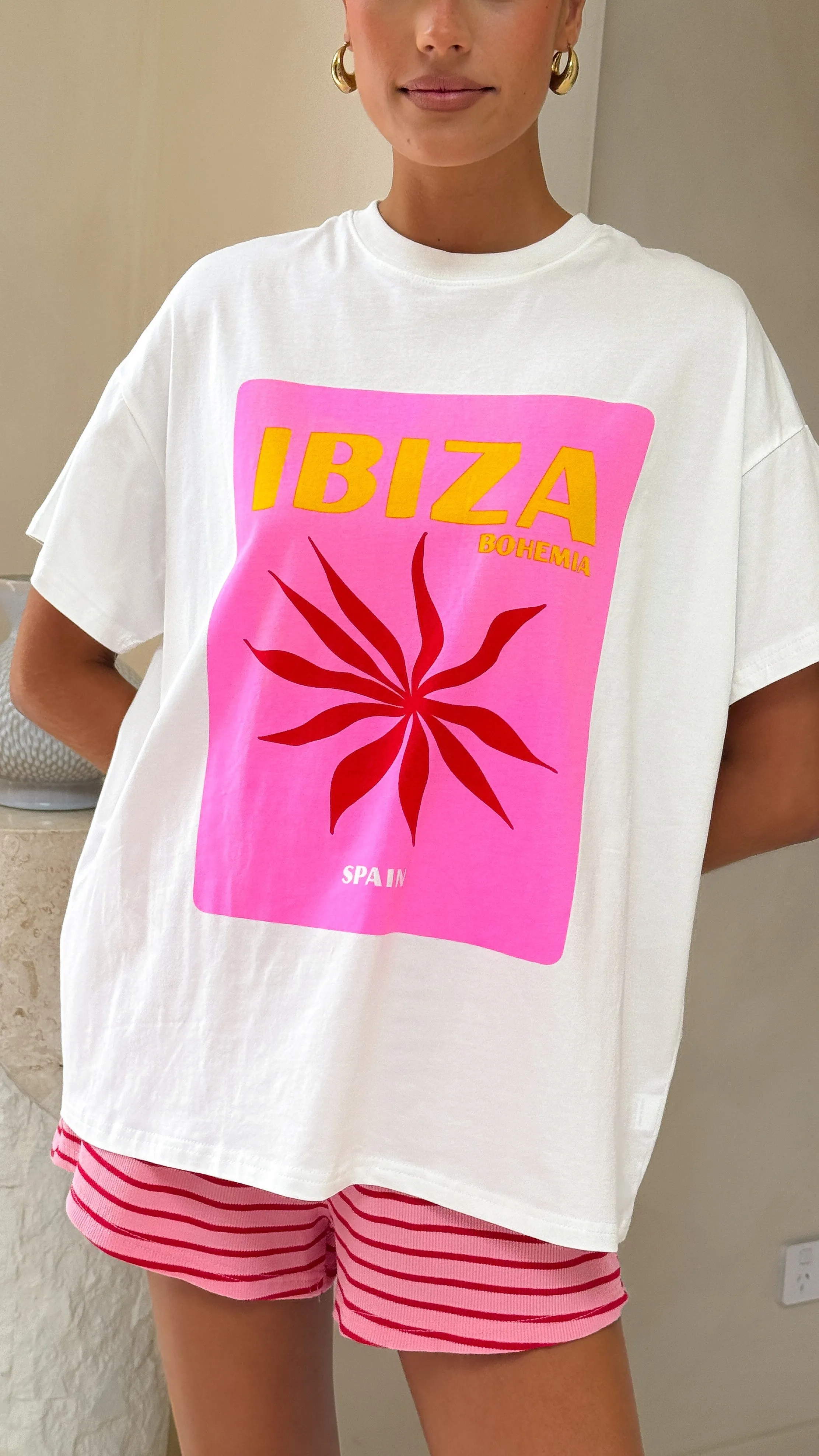 Ibiza Spain Top and Shorts Set - Pink/Red