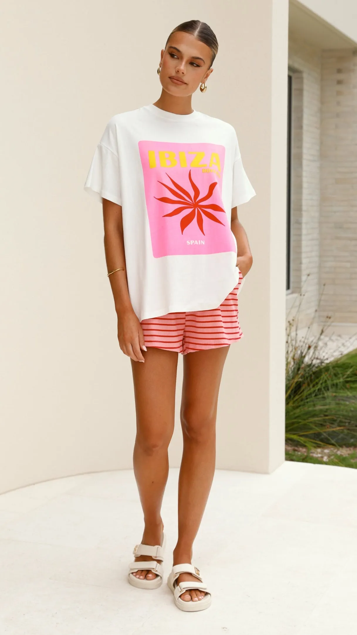 Ibiza Spain Top and Shorts Set - Pink/Red