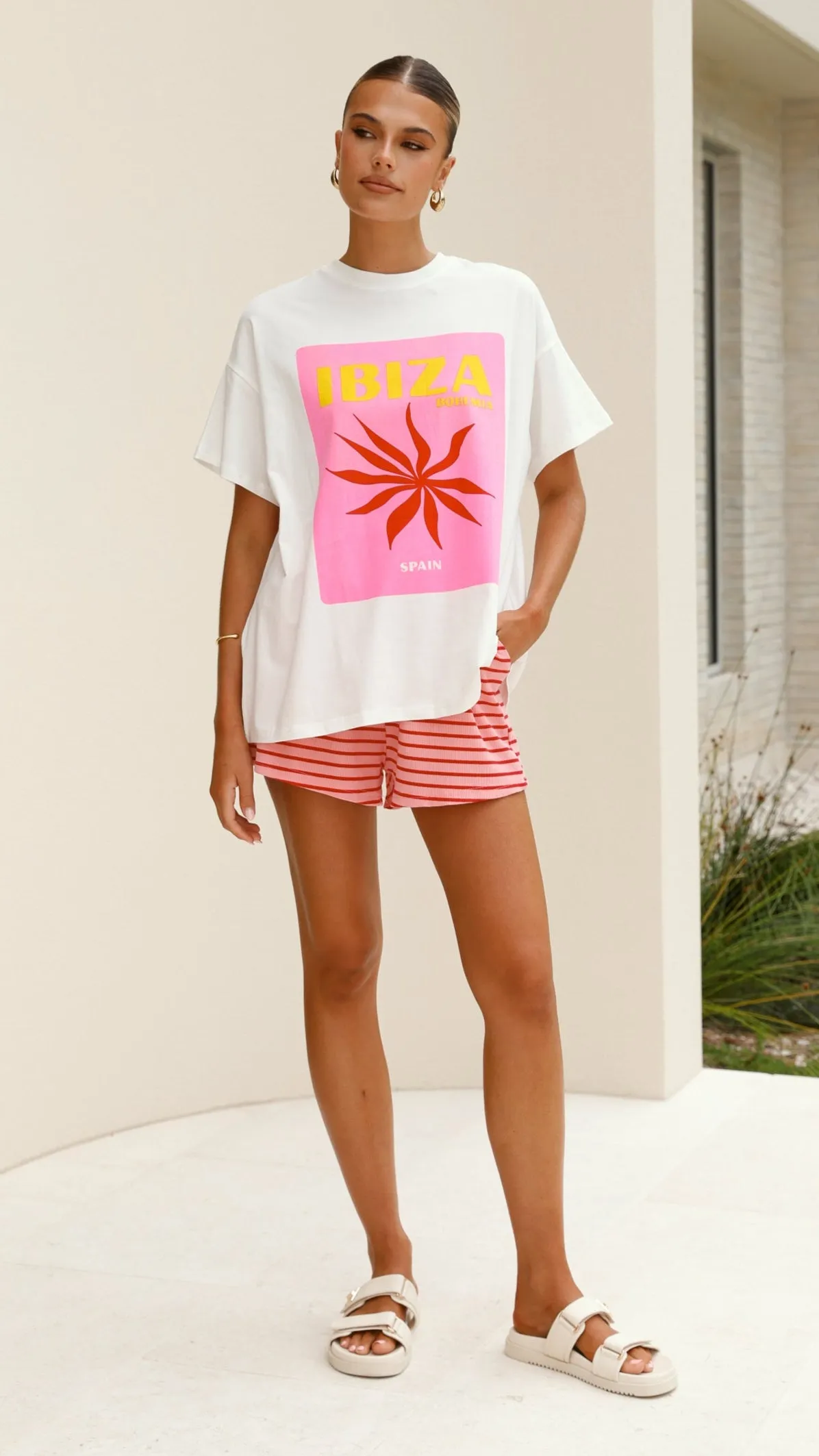 Ibiza Spain Top and Shorts Set - Pink/Red