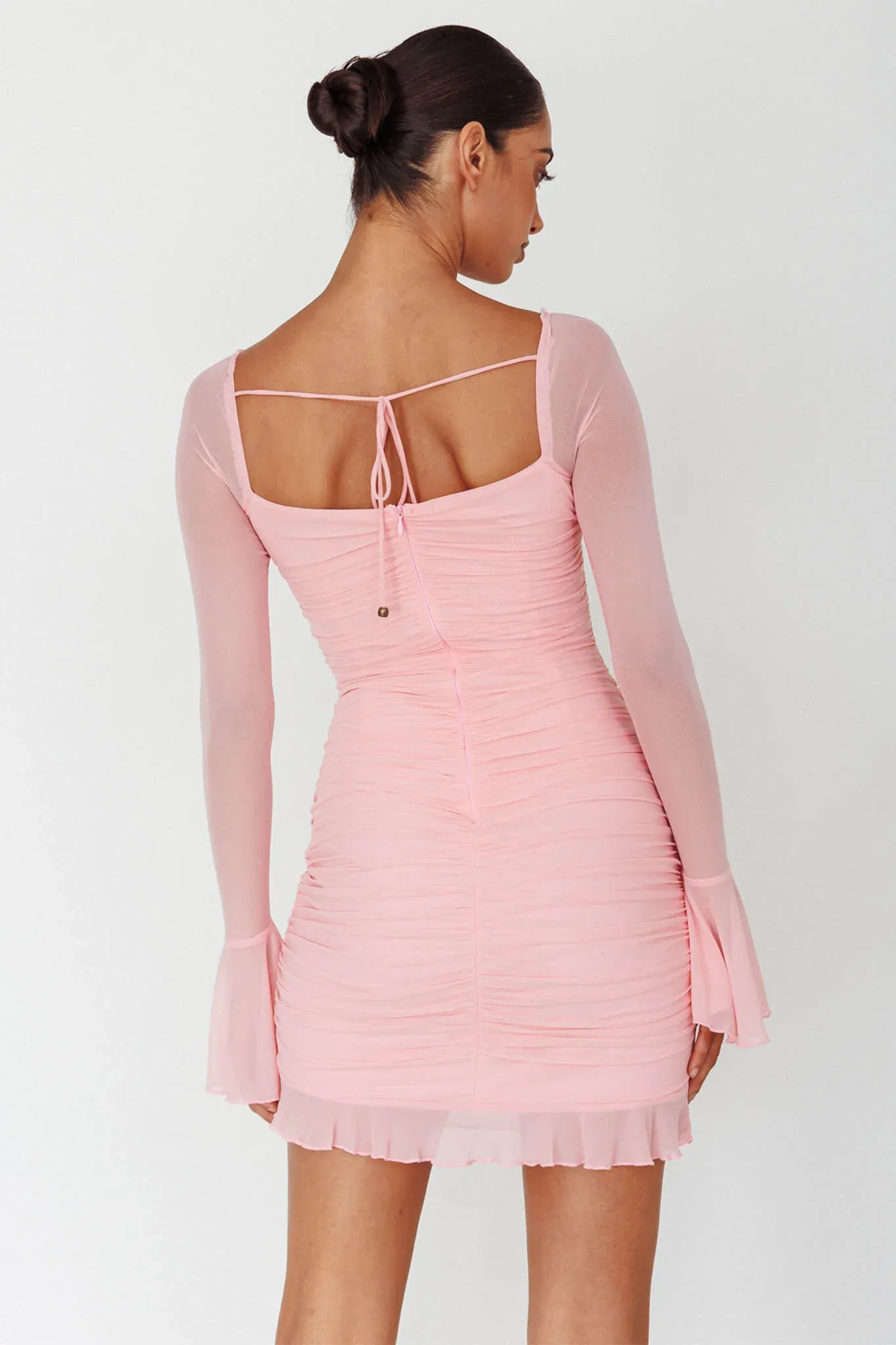 In Bloom Flared Cuff Mini Dress Pink