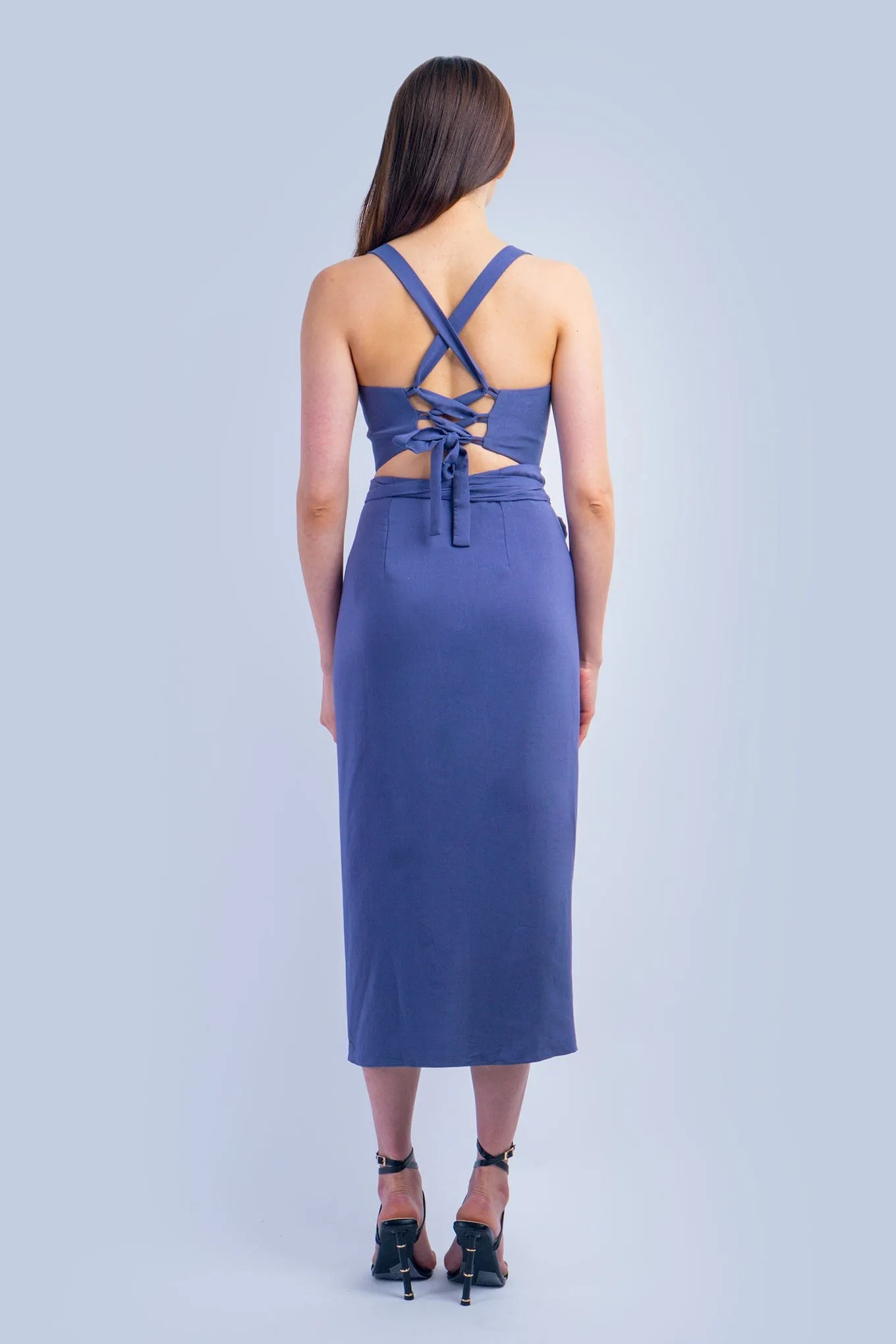 Indigo Blue Sweetheart Lace Up Top