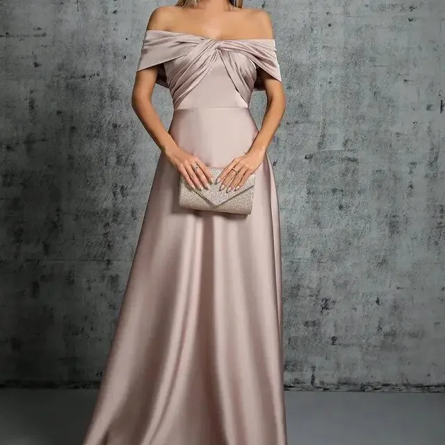 Irregular Cross Pleated Satin Gown Ball Dress Party Dress
