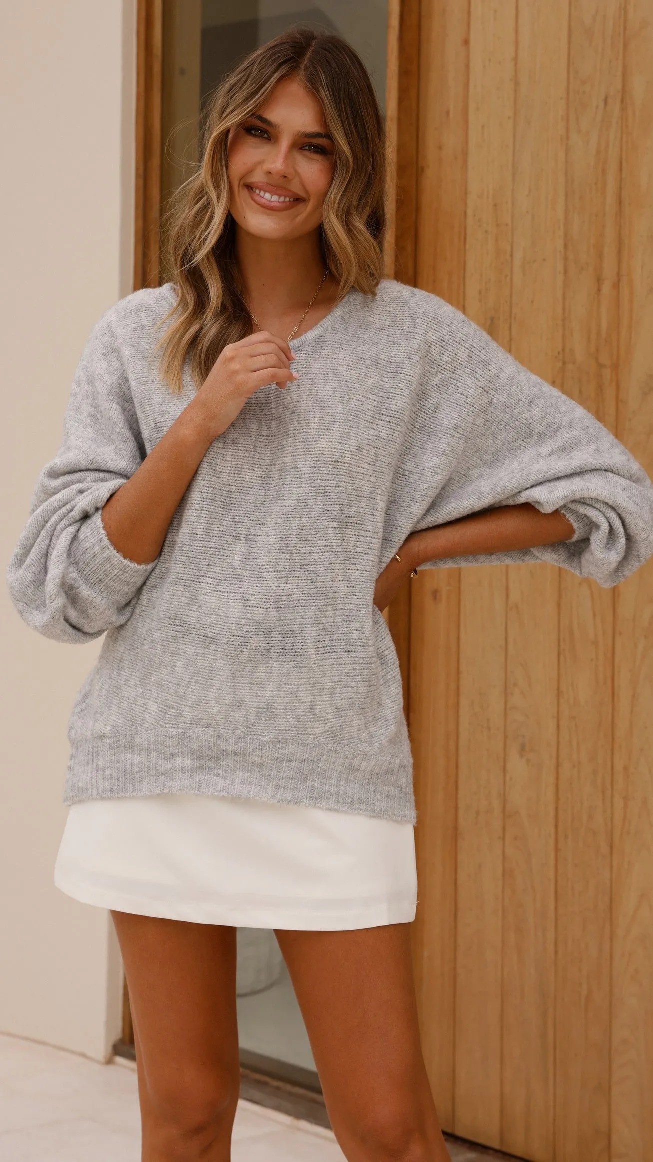Isabella Knit Sweater - Grey