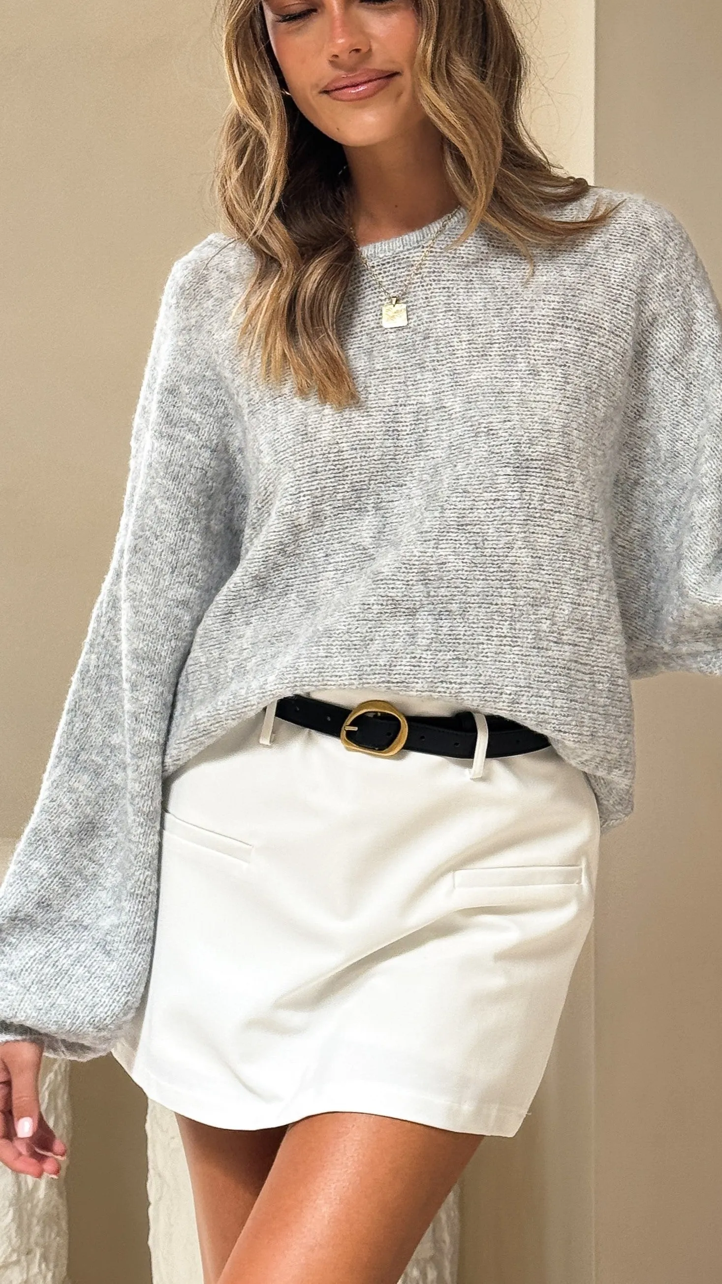 Isabella Knit Sweater - Grey