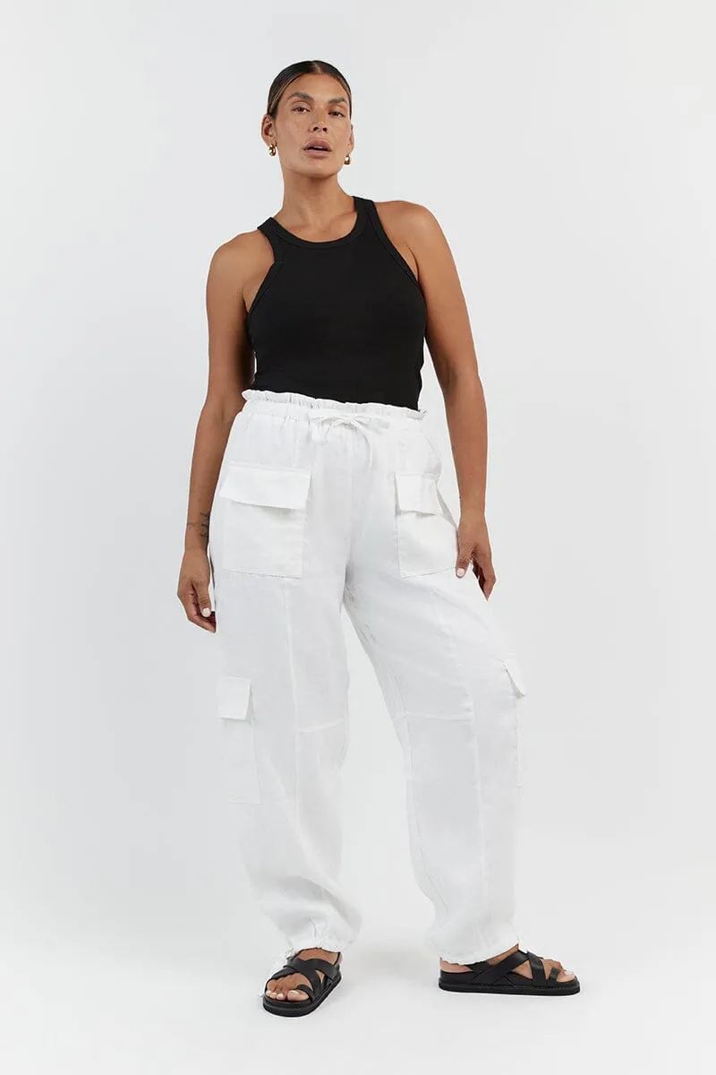 ISLA WHITE LINEN CARGO PANT