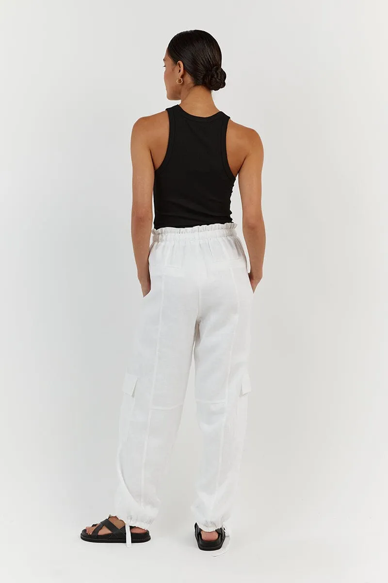 ISLA WHITE LINEN CARGO PANT