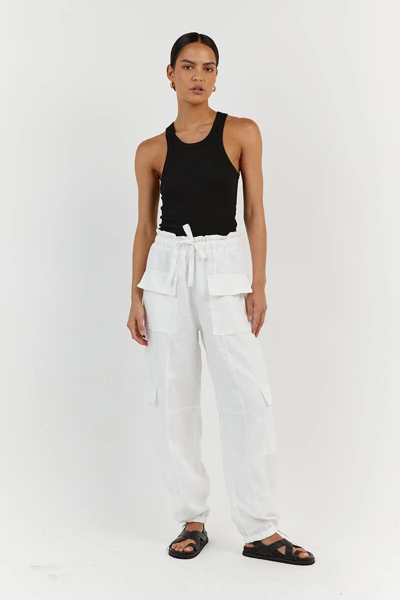 ISLA WHITE LINEN CARGO PANT
