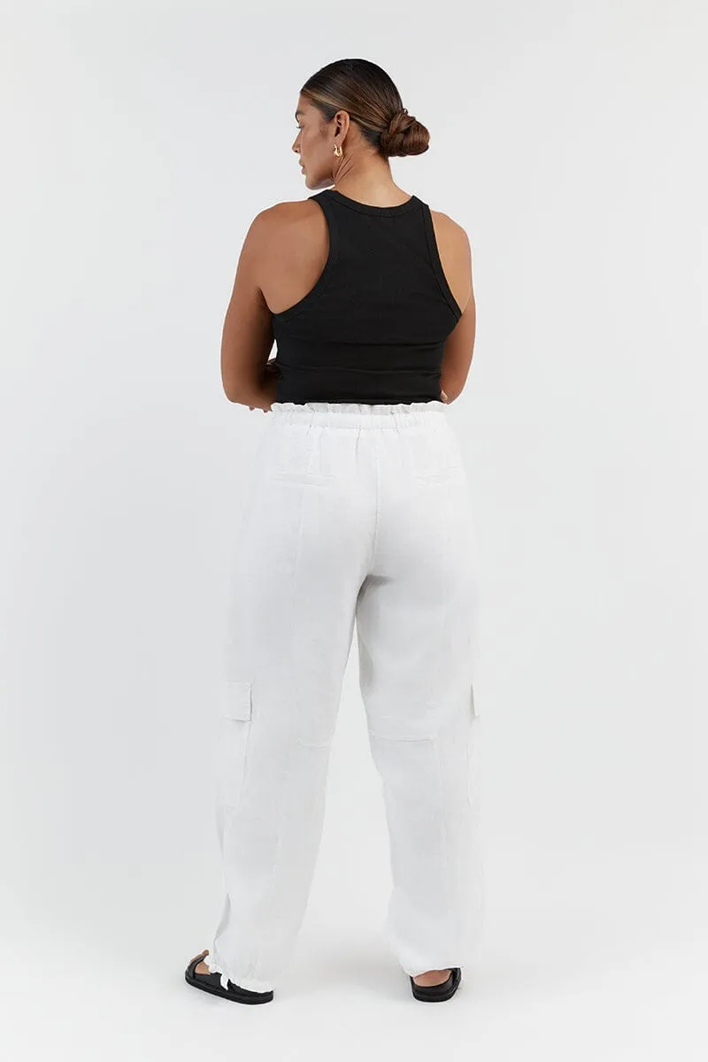 ISLA WHITE LINEN CARGO PANT