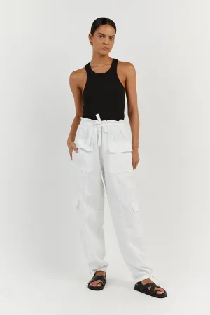 ISLA WHITE LINEN CARGO PANT
