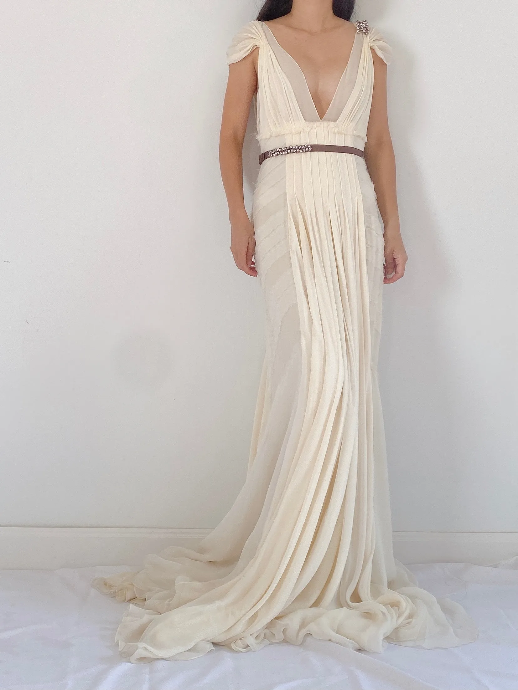 J. Mendel Light Yellow Silk Dress - S