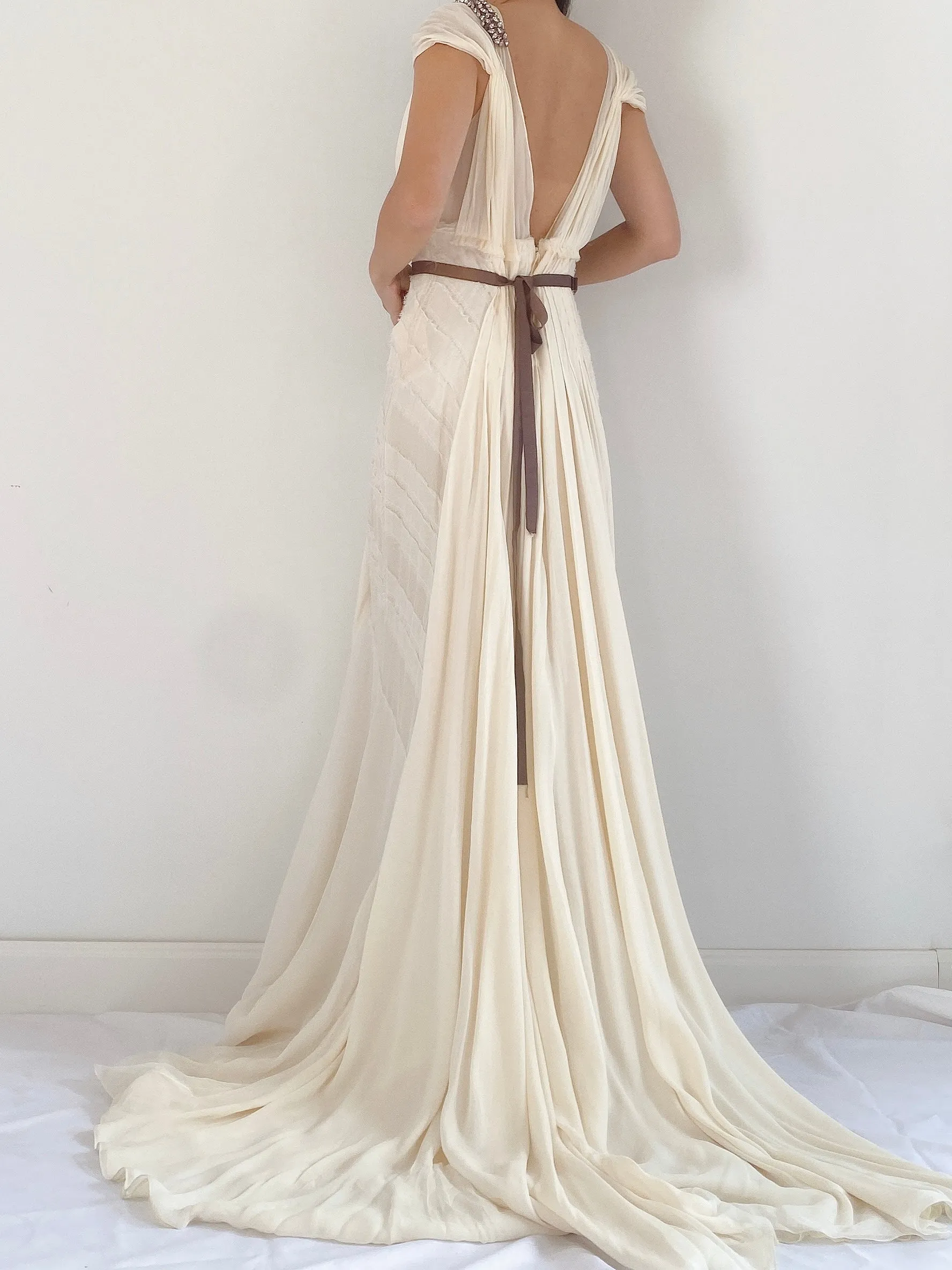J. Mendel Light Yellow Silk Dress - S