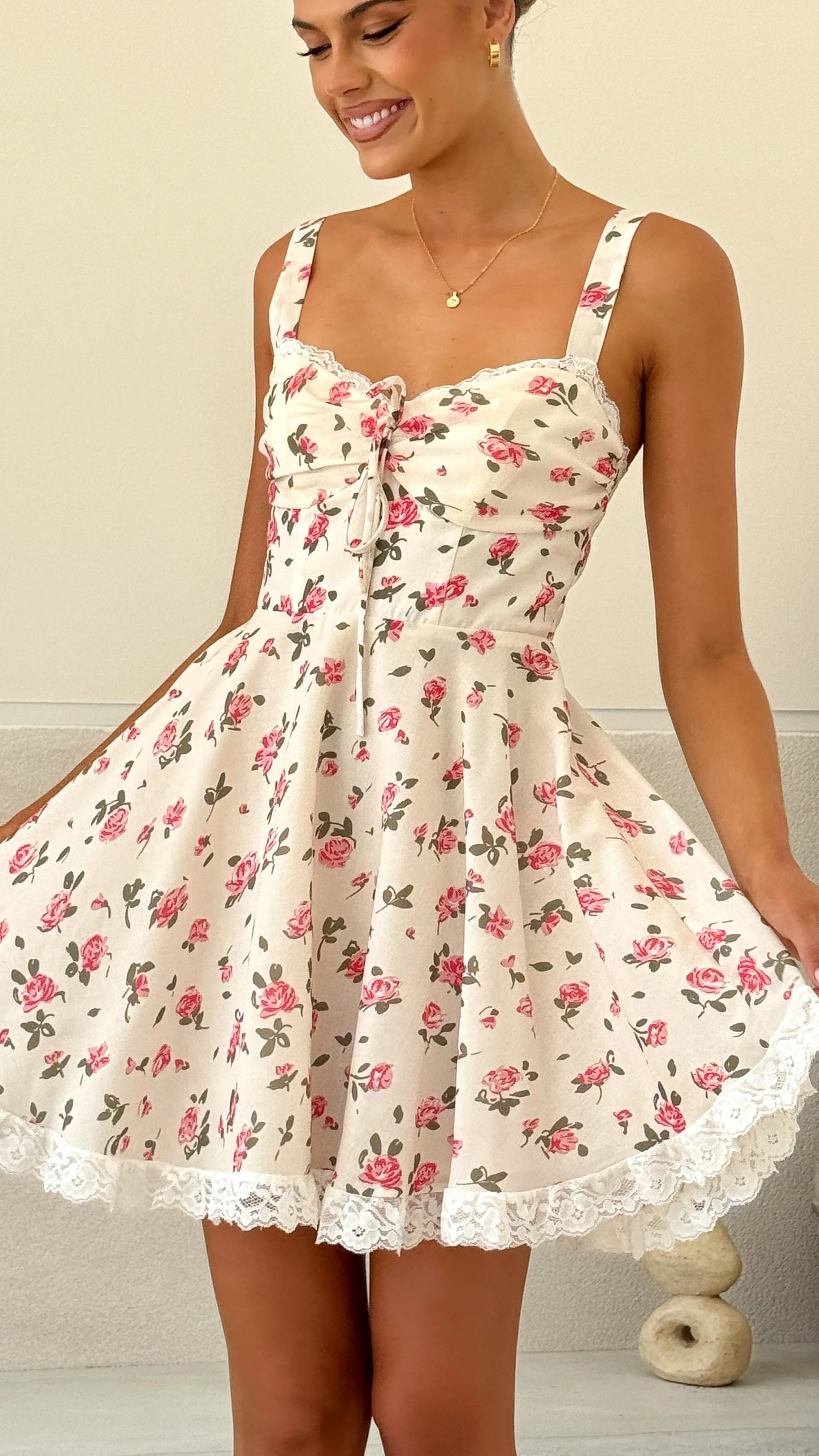 Jayda Mini Dress - Cream Floral