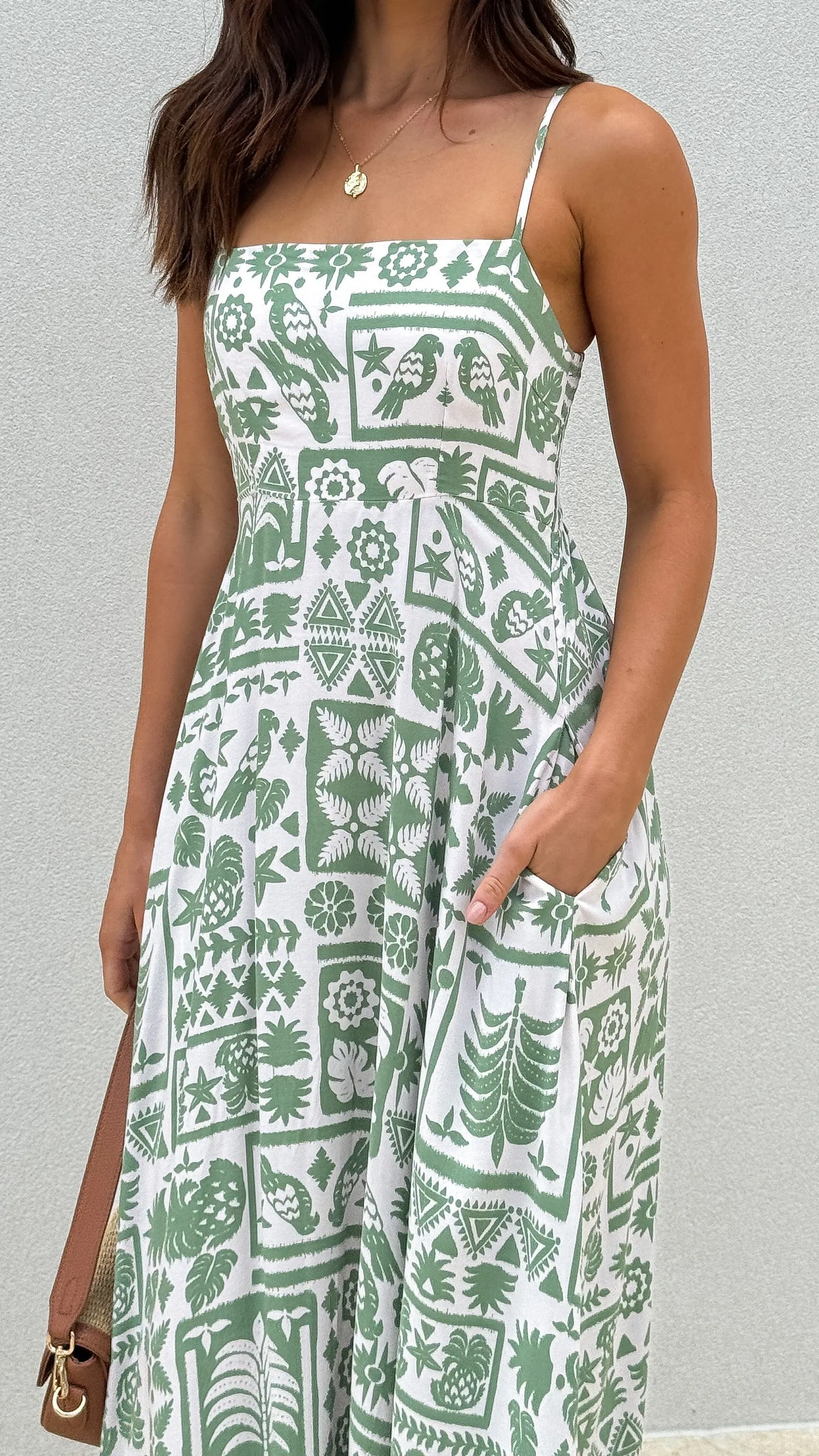 Jaylene Maxi Dress - Green Print