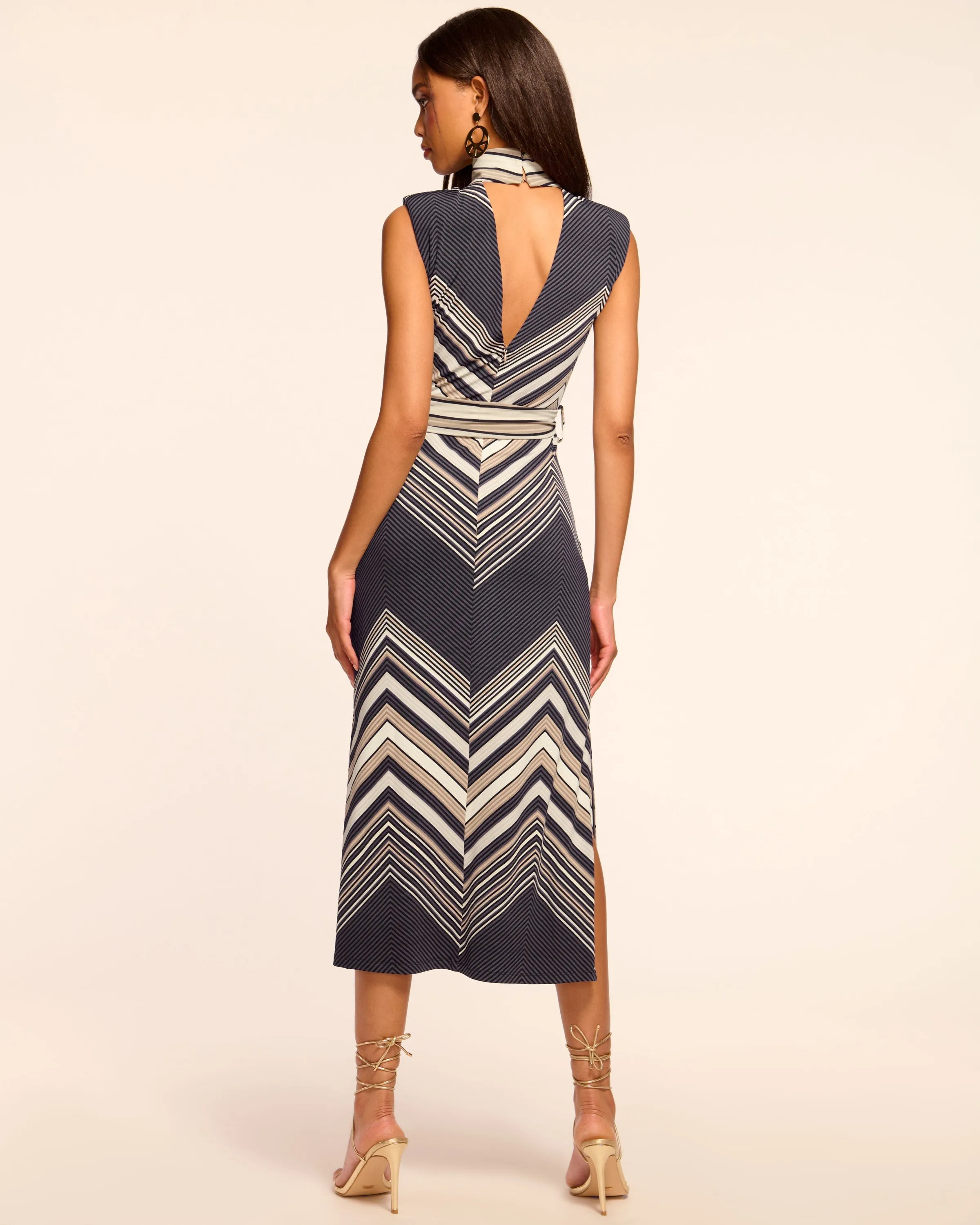 Karolina Chevron Knit Midi Dress