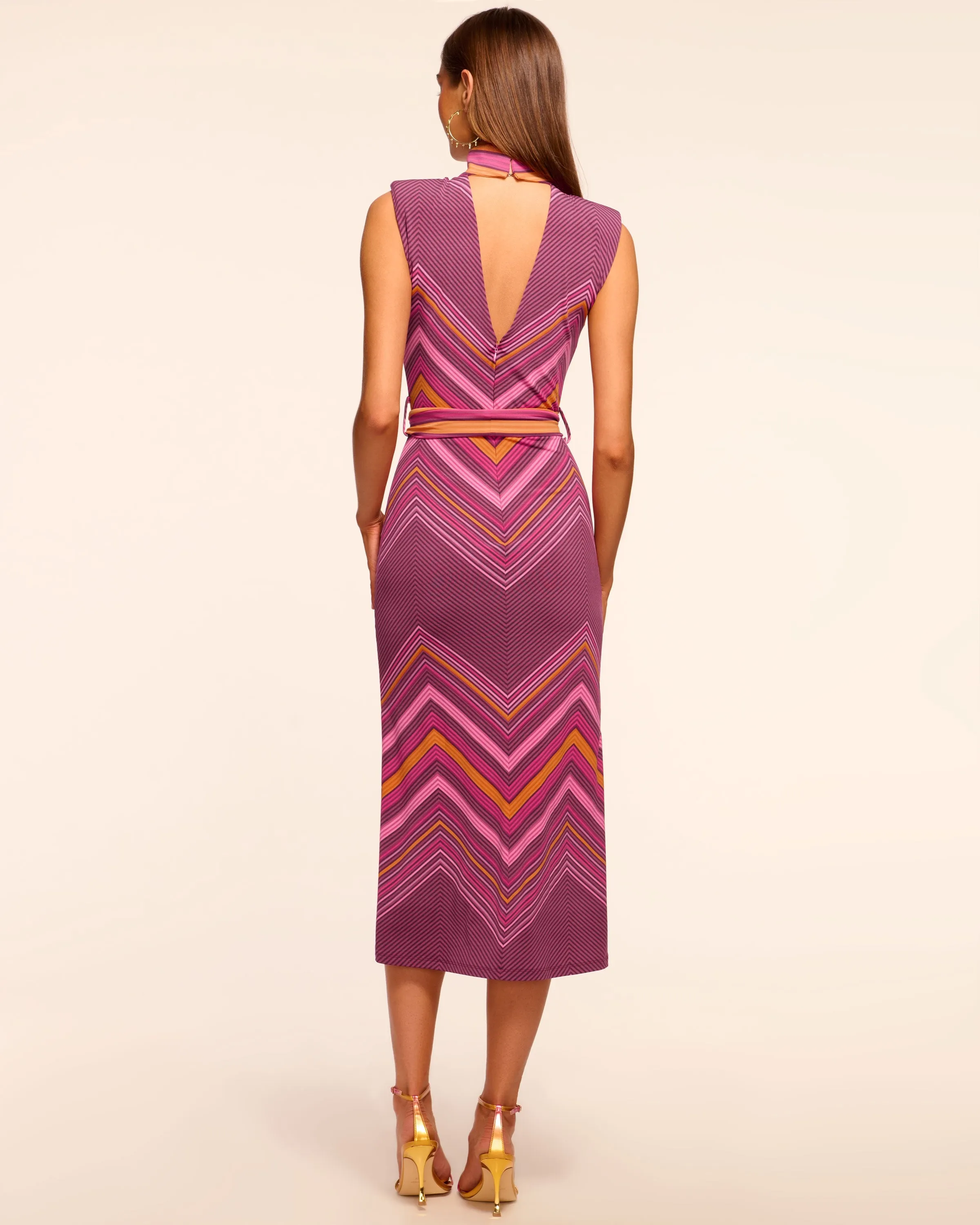 Karolina Chevron Knit Midi Dress