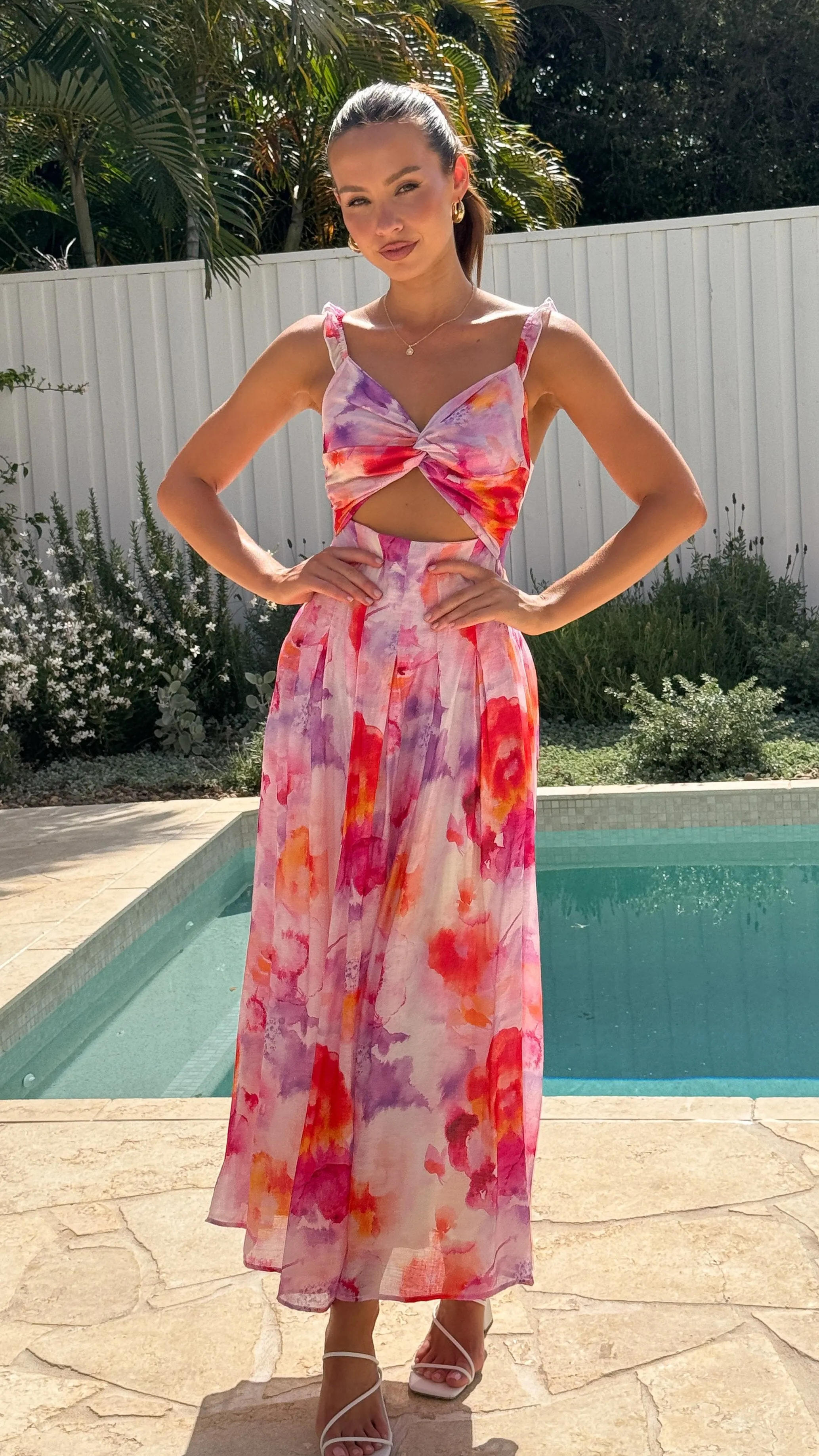Katerina Maxi Dress - Pink/Purple Print