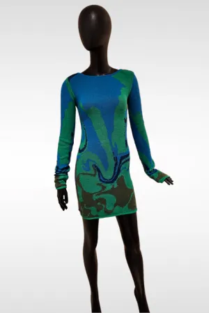 Knitwear one piece dress BLUE /GREEN