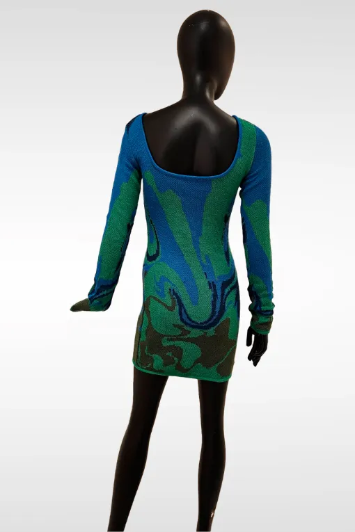 Knitwear one piece dress BLUE /GREEN