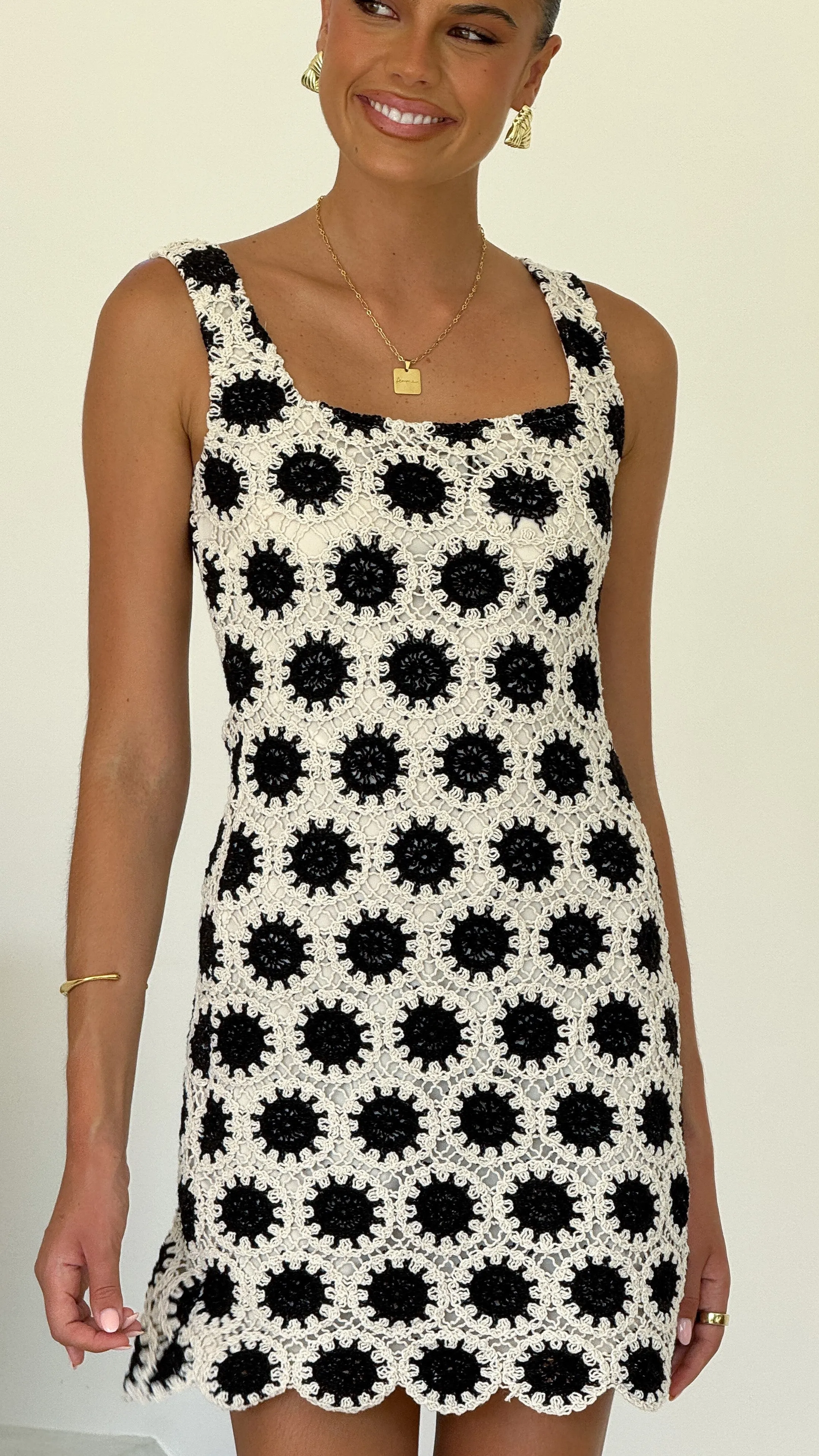 Laney Mini Dress - Black/Cream