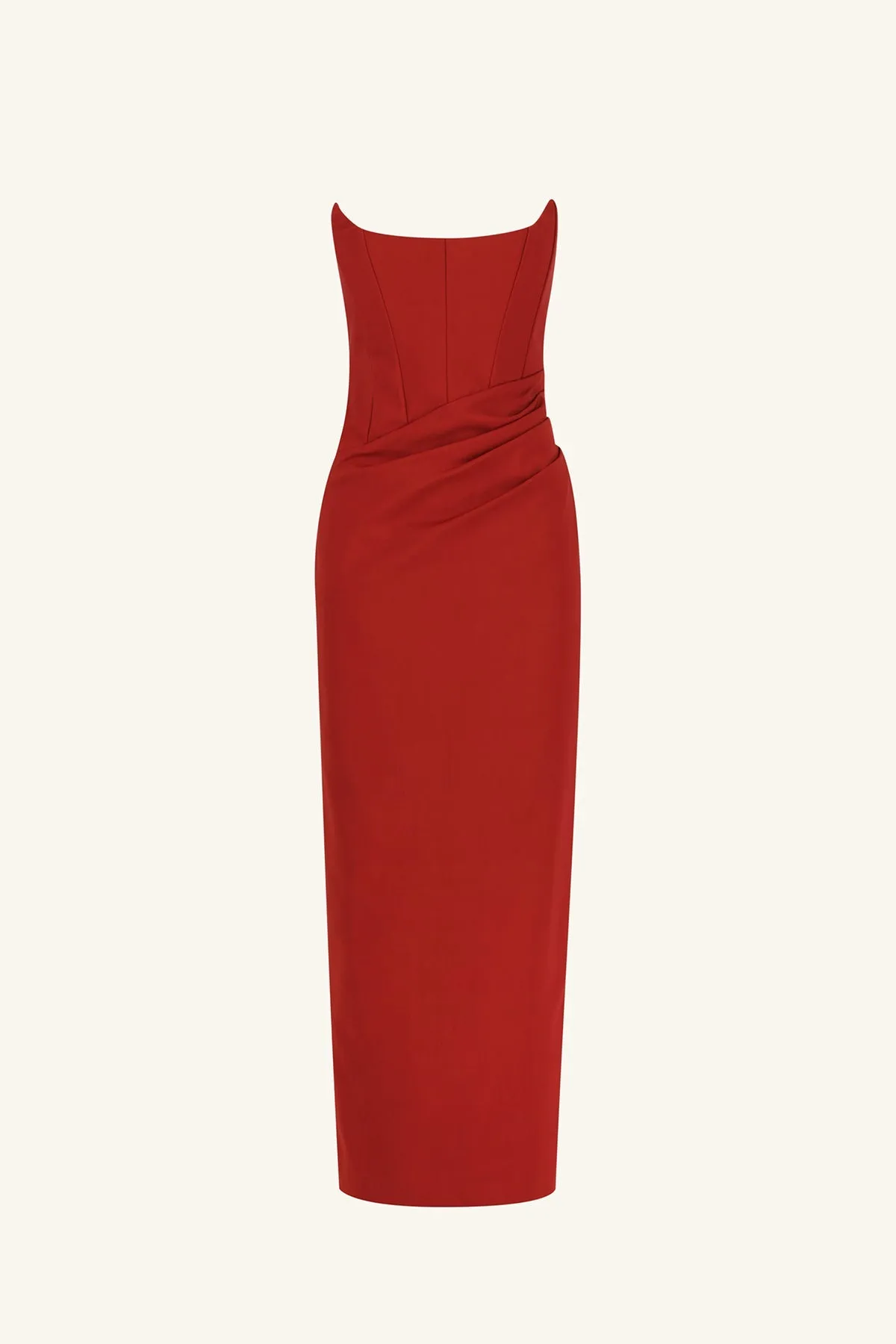 LANI CORSET MAXI DRESS - RED DAHLIA