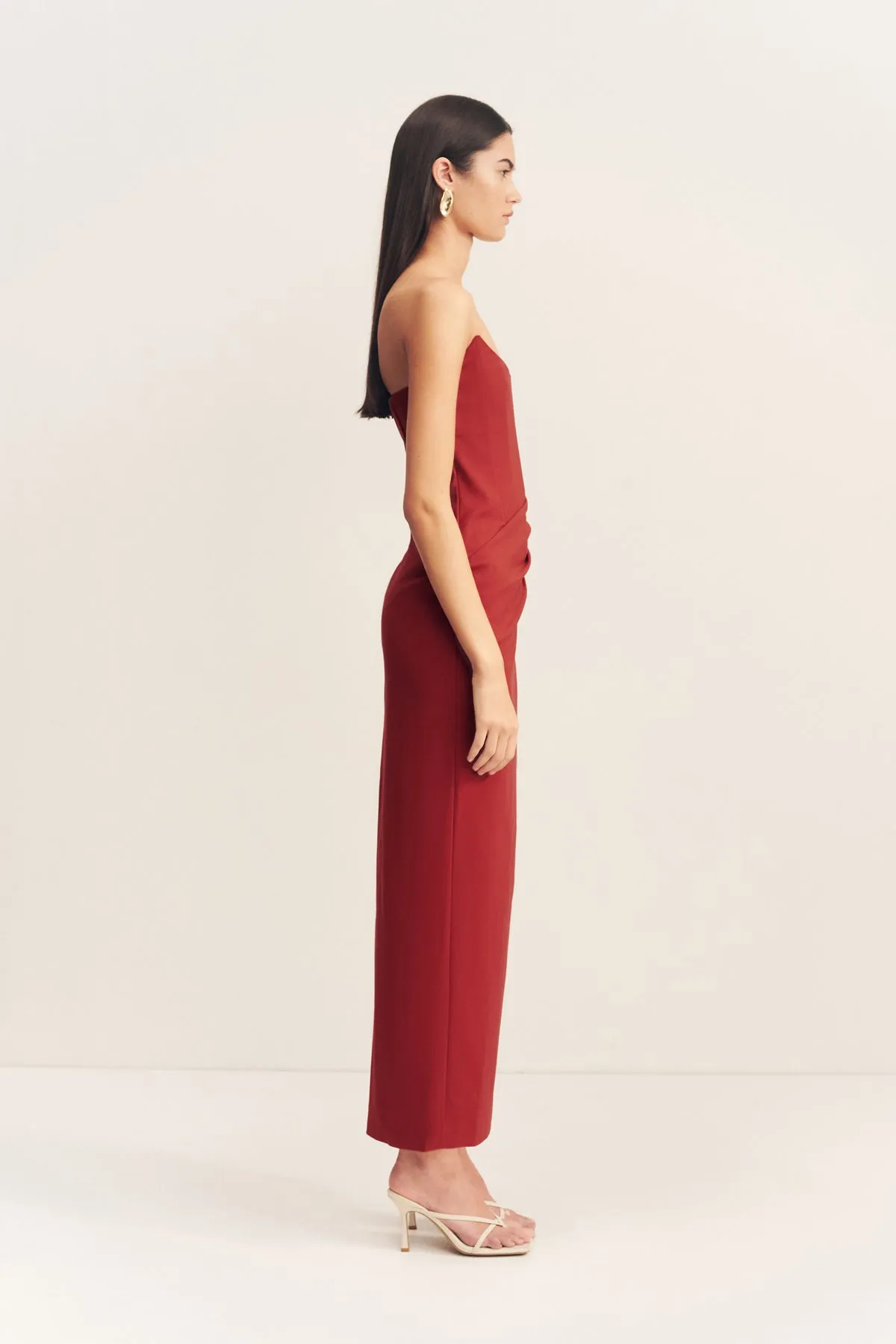 LANI CORSET MAXI DRESS - RED DAHLIA