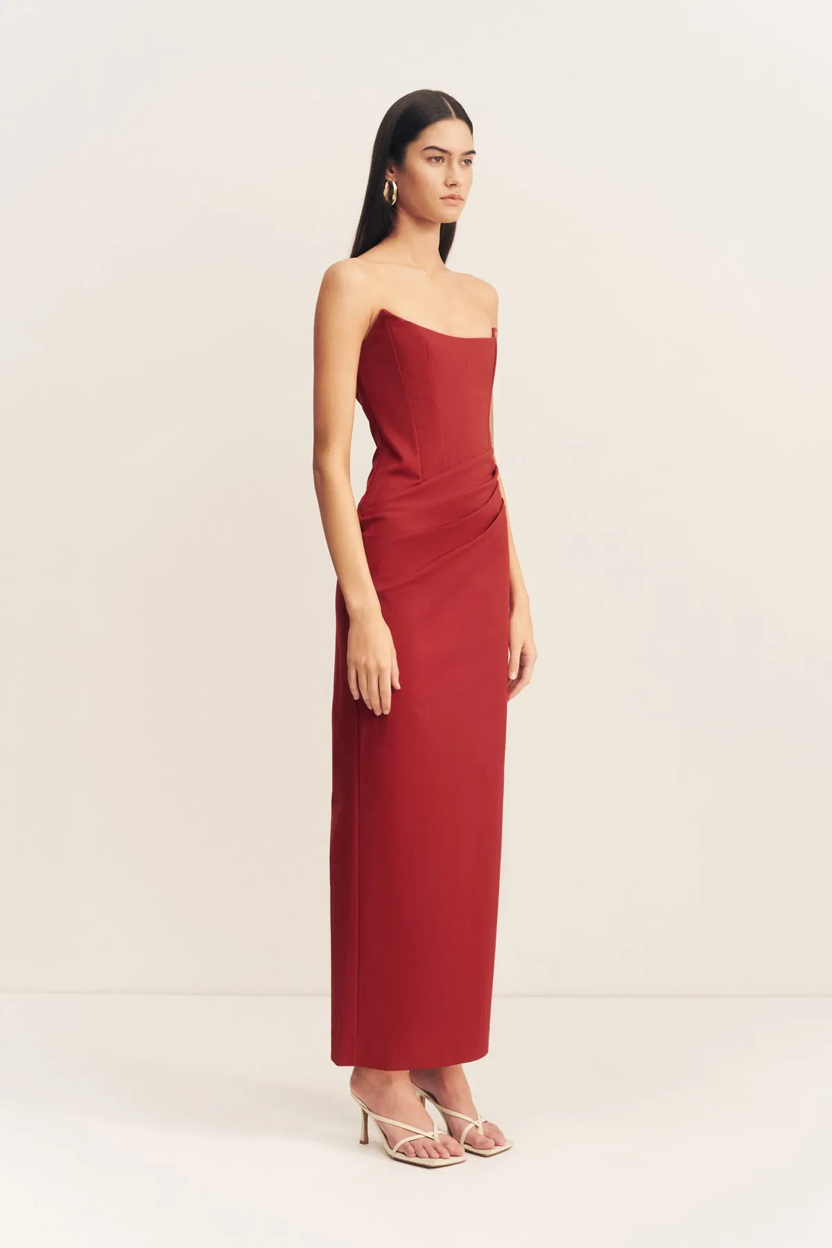LANI CORSET MAXI DRESS - RED DAHLIA